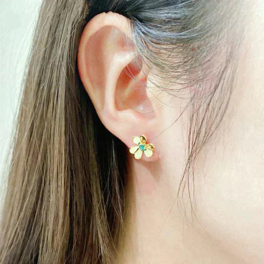 [LUCKY LOVE]FRIVOLE  FLOWER MALACHITE EARRINGS