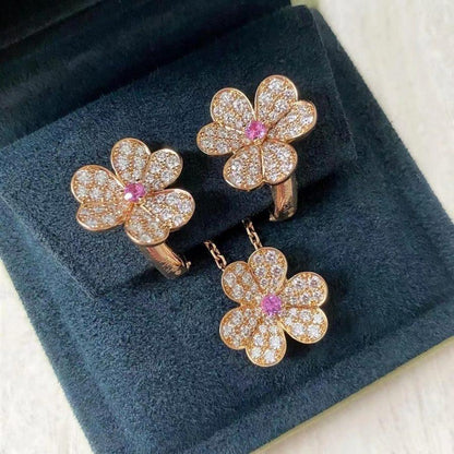 [LUCKY LOVE]FRIVOLE PINK GOLD FLOWER DIAMOND EARRINGS