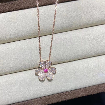 [LUCKY LOVE]FRIVOLE ROSE GOLD FLOWER DIAMOND NECKLACE