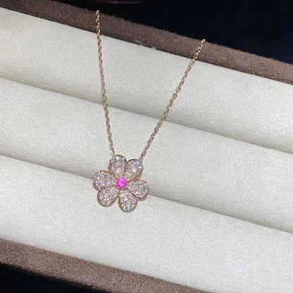 [LUCKY LOVE]FRIVOLE ROSE GOLD FLOWER DIAMOND NECKLACE