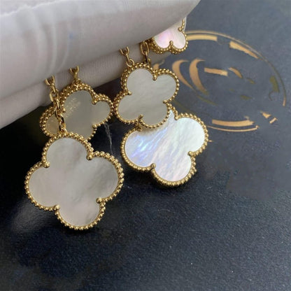 [LUCKY LOVE]CLOVER EARRINGS WHITE MOP 4 MOTIFS GOLD