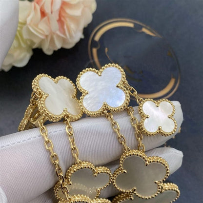 [LUCKY LOVE]CLOVER EARRINGS WHITE MOP 4 MOTIFS GOLD