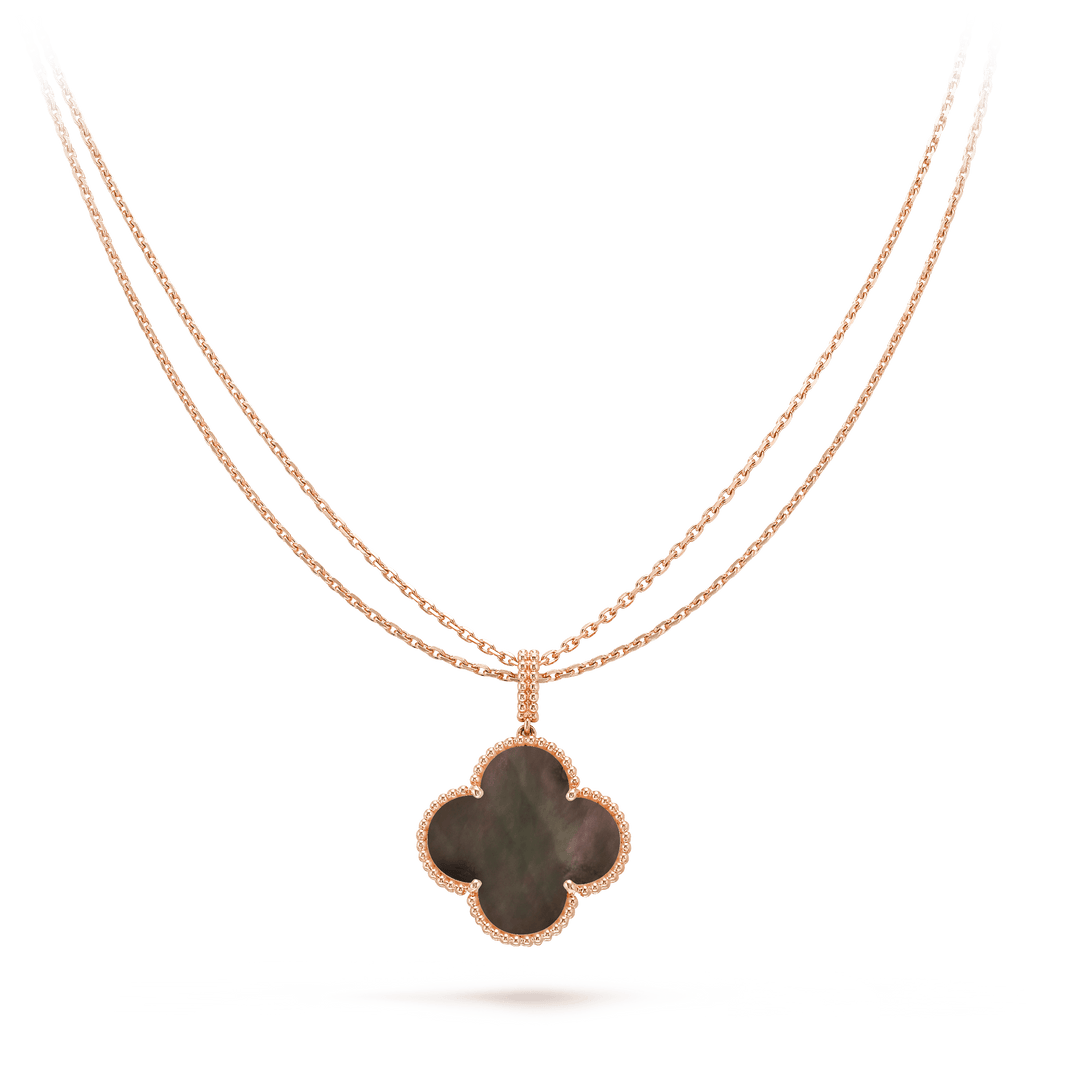 [LUCKY LOVE]CLOVER 25MM GOLD DARK MOP BIG CLOVER NECKLACE