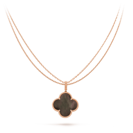 [LUCKY LOVE]CLOVER 25MM GOLD DARK MOP BIG CLOVER NECKLACE