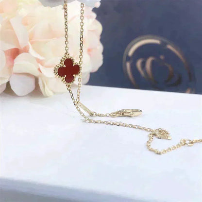 [LUCKY LOVE]CLOVER  CARNELIAN SINGLE FLOWER BRACELET