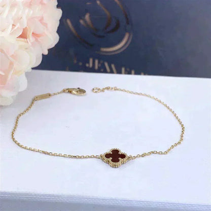 [LUCKY LOVE]CLOVER  CARNELIAN SINGLE FLOWER BRACELET