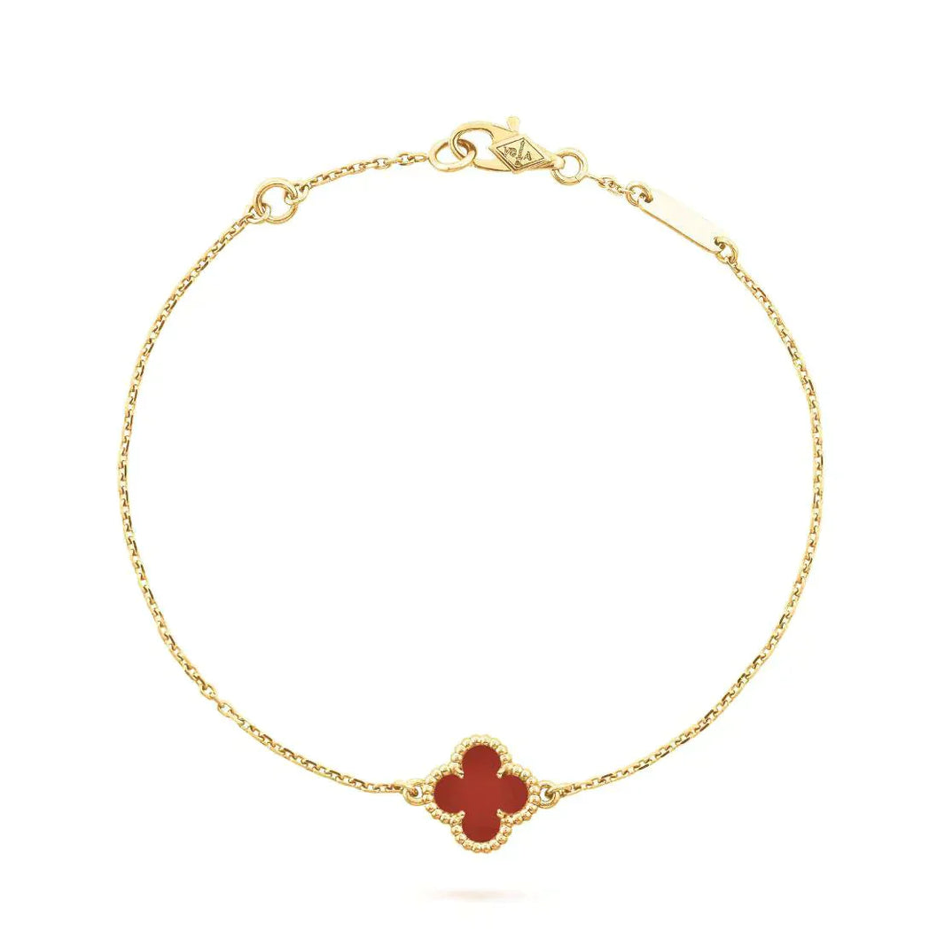 [LUCKY LOVE]CLOVER  CARNELIAN SINGLE FLOWER BRACELET