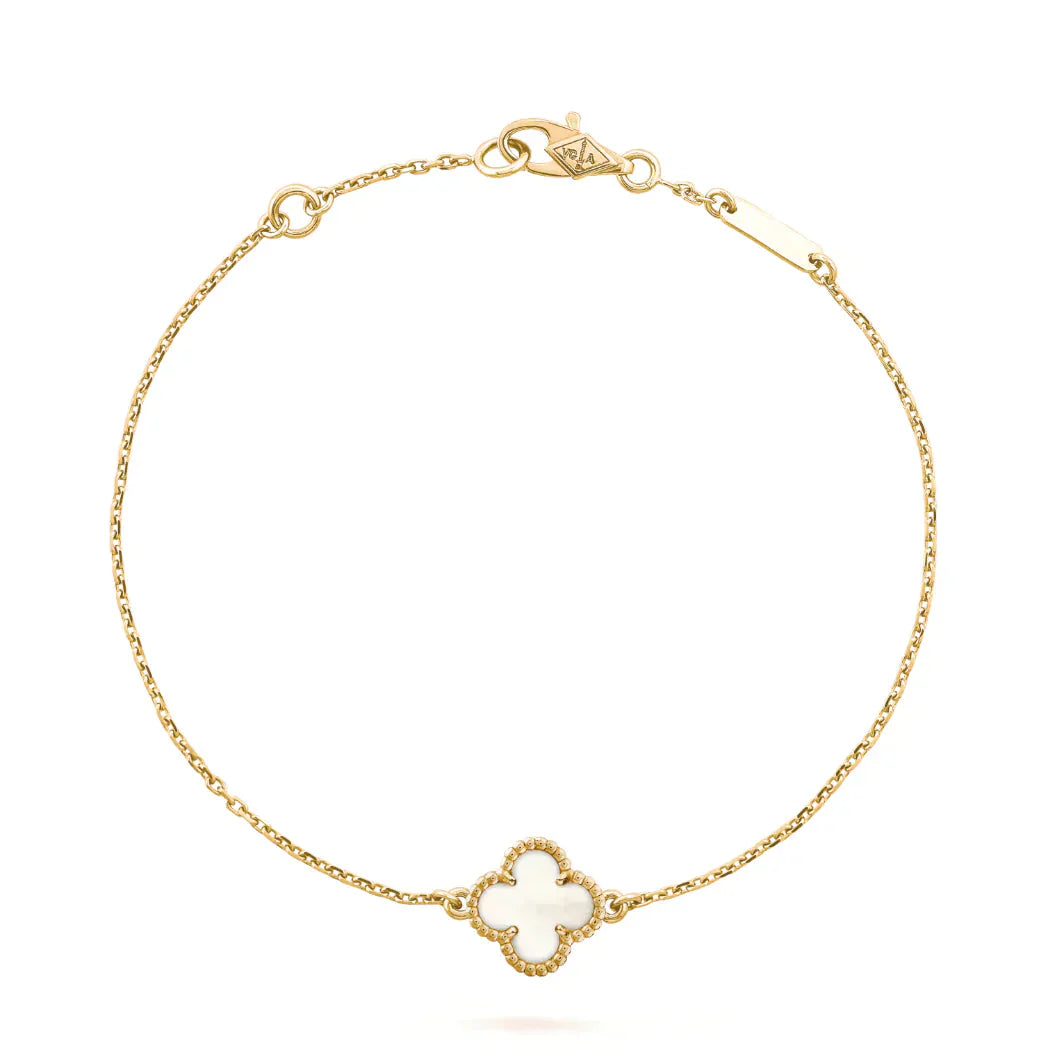 [LUCKY LOVE]CLOVER WHITE MOP SINGLE FLOWER BRACELET