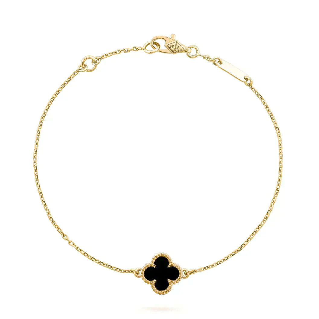 [LUCKY LOVE]CLOVER ONYX SINGLE FLOWER BRACELET