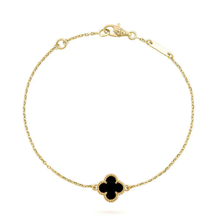 [LUCKY LOVE]CLOVER ONYX SINGLE FLOWER BRACELET