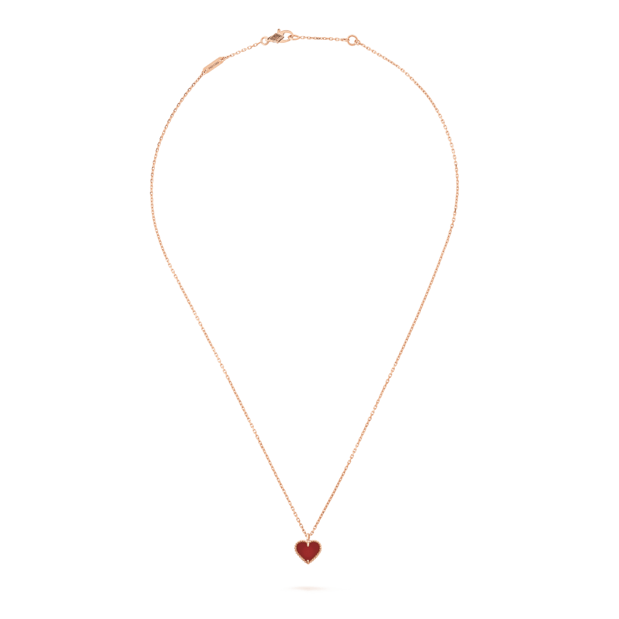 [LUCKY LOVE]SWEET CLOVER CARNELIAN HEART NECKLACE