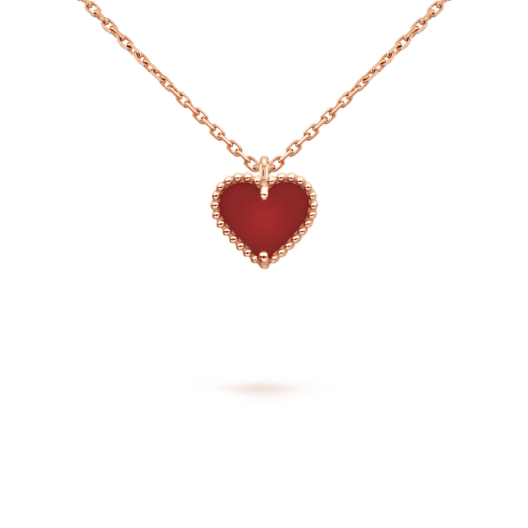 [LUCKY LOVE]SWEET CLOVER CARNELIAN HEART NECKLACE