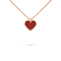 [LUCKY LOVE]SWEET CLOVER CARNELIAN HEART NECKLACE