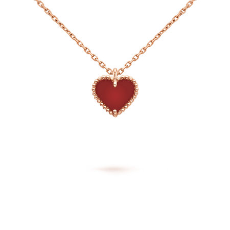 [LUCKY LOVE]SWEET CLOVER CARNELIAN HEART NECKLACE