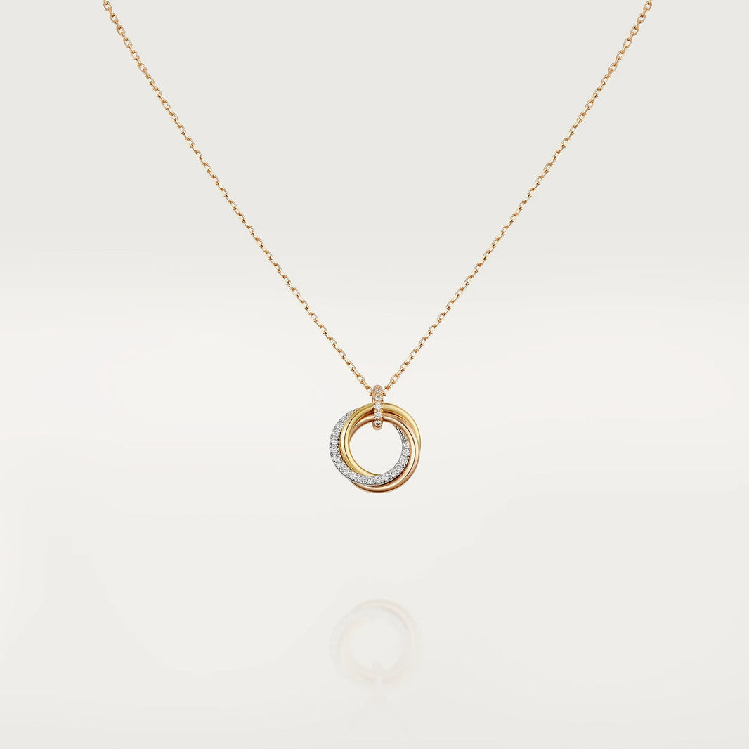 [LUCKY LOVE]TRINITY NECKLACE SILVER GOLD PINK GOLD DIAMONDS