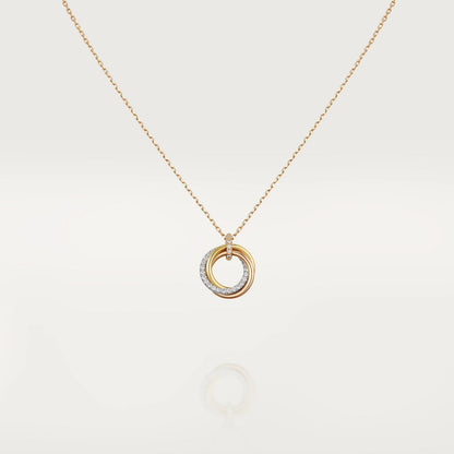 [LUCKY LOVE]TRINITY NECKLACE SILVER GOLD PINK GOLD DIAMONDS