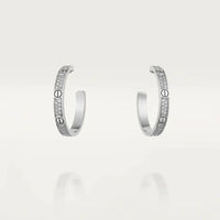 [LUCKY LOVE]LOVE DIAMOND SILVER HOOP EARRINGS