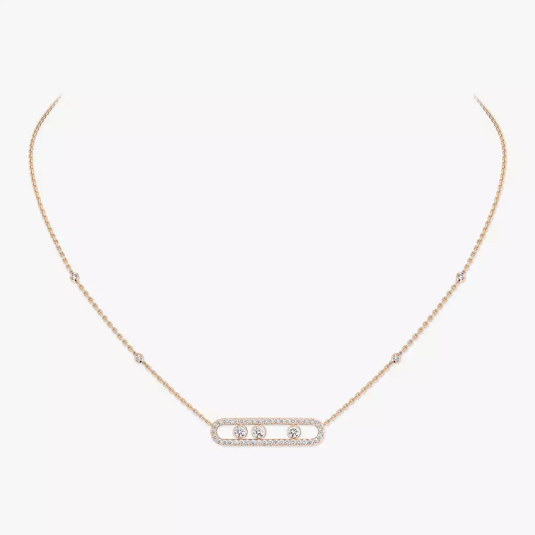[LUCKY LOVE] Move Pave_ Rose Gold Diamond Necklace