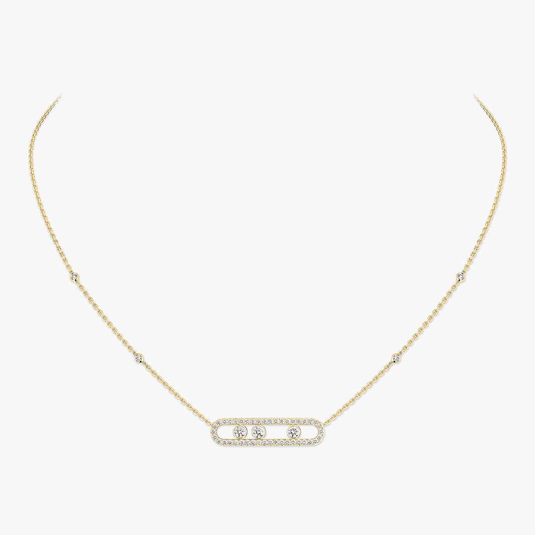 [LUCKY LOVE] Move Pave_ Rose Gold Diamond Necklace