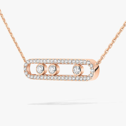 [LUCKY LOVE] Move Pave_ Rose Gold Diamond Necklace