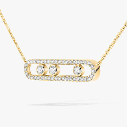 [LUCKY LOVE] Move Pave_ Rose Gold Diamond Necklace