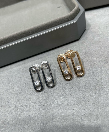 [LUCKY LOVE]MOVE UNO SMALL 1 DIAMOND EARRINGS