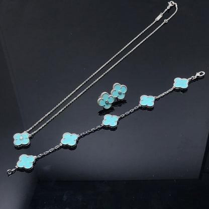 [LUCKY LOVE]CLOVER 1 DIAMOND BLUE SKY SILVER EARRINGS