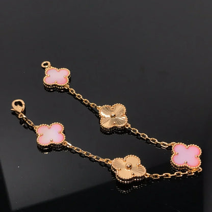[LUCKY LOVE] CLOVER 5 MOTIFS  PINK MOP BRACELET COLLECTION