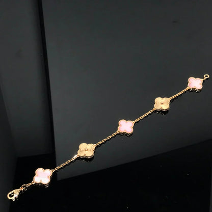 [LUCKY LOVE] CLOVER 5 MOTIFS  PINK MOP BRACELET COLLECTION