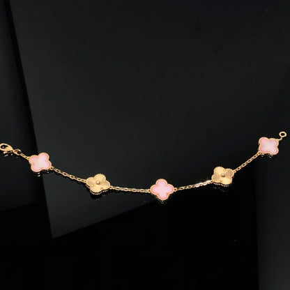 [LUCKY LOVE] CLOVER 5 MOTIFS  PINK MOP BRACELET COLLECTION