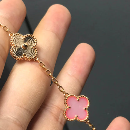 [LUCKY LOVE] CLOVER 5 MOTIFS  PINK MOP BRACELET COLLECTION