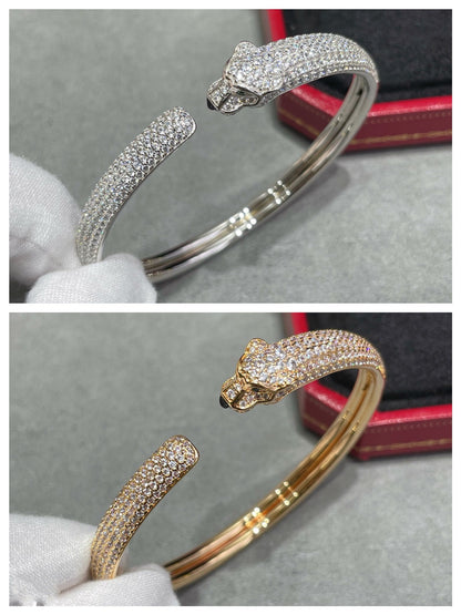 [LUCKY LOVE]PANTHERE FULL DIAMOND OPEN BRACELET