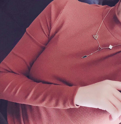 [LUCKY LOVE]LUCKY SPRING 4 MOTIFS ROSE GOLD NECKLACE