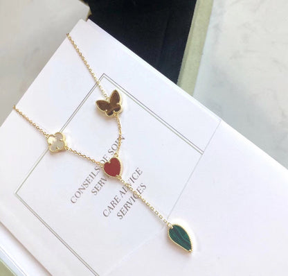 [LUCKY LOVE]LUCKY SPRING 4 MOTIFS ROSE GOLD NECKLACE
