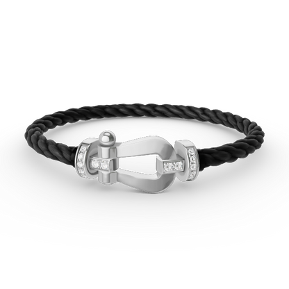 [LUCKY LOVE]FORCE LARGE HORSESHOE HALF DIAMOND BRACELET SILVER