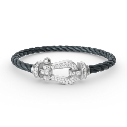 [LUCKY LOVE]FORCE LARGE HORSESHOE FULL DIAMOND BRACELET SILVER