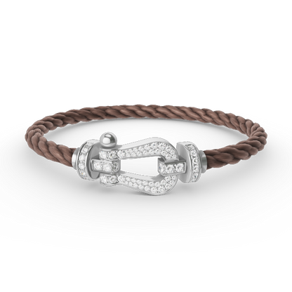 [LUCKY LOVE]FORCE LARGE HORSESHOE FULL DIAMOND BRACELET SILVER