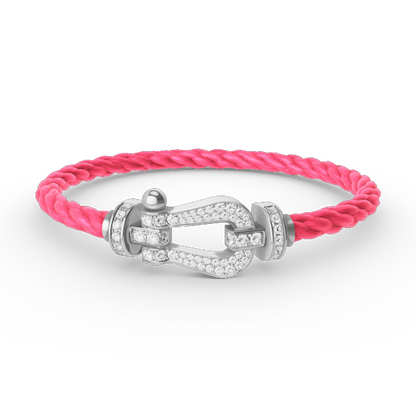 [LUCKY LOVE]FORCE LARGE HORSESHOE FULL DIAMOND BRACELET SILVER