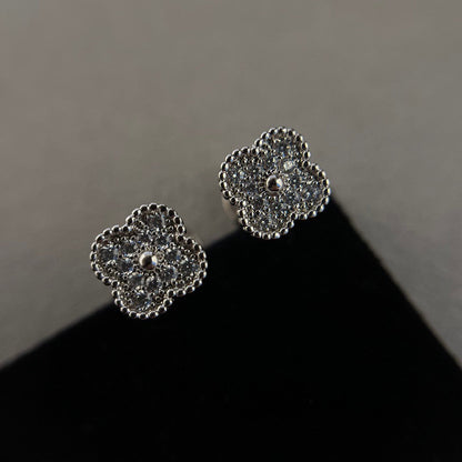 [LUCKY LOVE]CLOVER MINI DIAMOND STUD EARRINGS